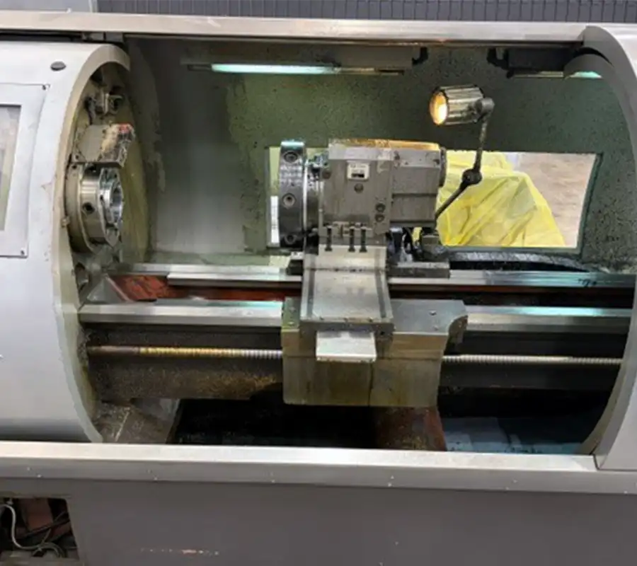 Machining area of the STYLE 510 CNC lathe with automatic tool changer and generous machining capacity Obrobová plocha CNC sústruhu STYLE 510 s automatickým meničom nástrojov a veľkým obrobovým priestorom